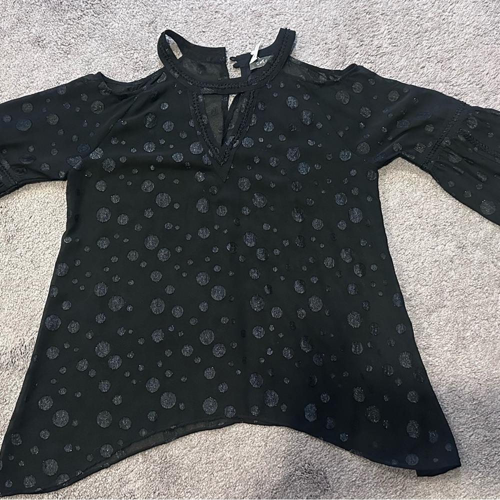 Stylish Black Polka Dot Women's Blouse
